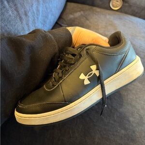 Under Armour Black Leather Sneakers with White Logo